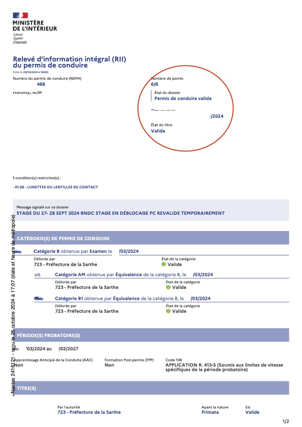 Jeune conducteur Permis invalidé