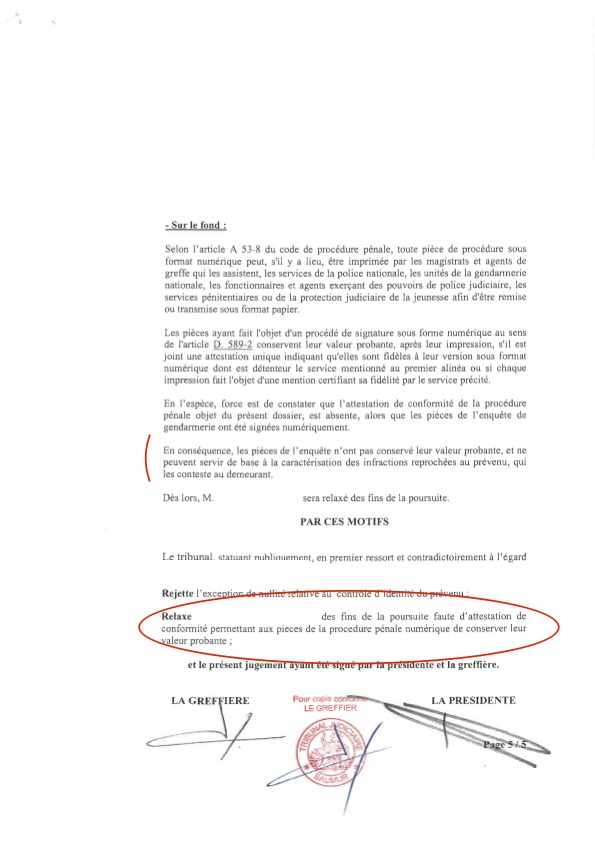 Tribunal correctionnel de SAUMUR Refus de se soumettre aux dépistages alcool et stupéfiants + Conduite en état d'ivresse manifeste = RELAXE