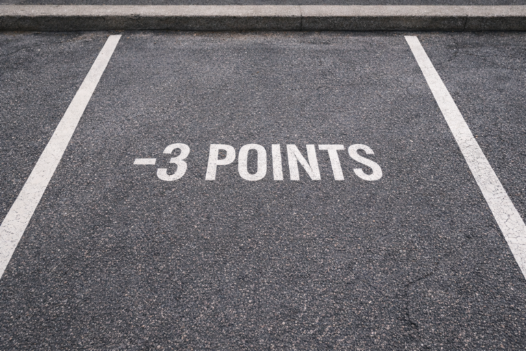 Place de stationnement illustrant la perte de 3 points pour stationnement dangereux au Mans